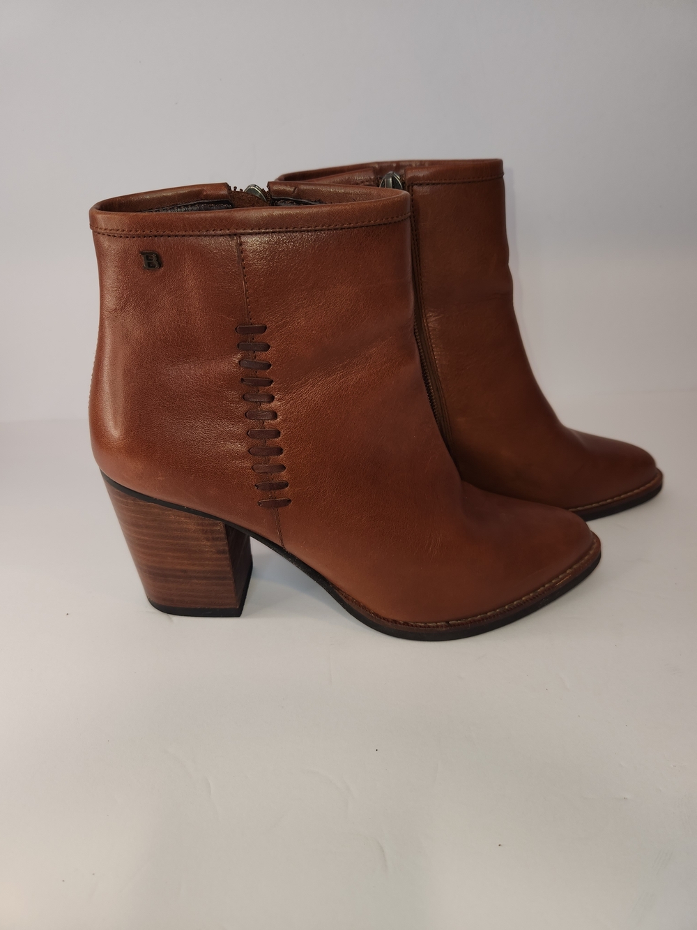 BOSI (COLOMBIANO) Women's Brown Leather Ankle Boots - Casual Block Heel SZ6 (36)